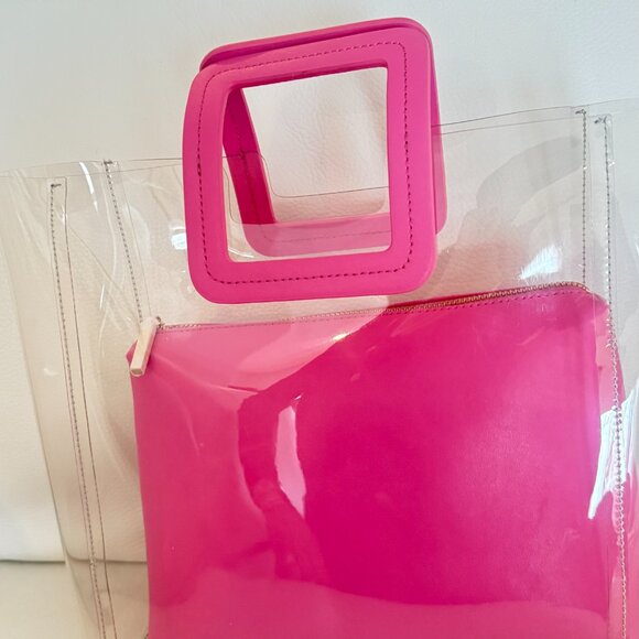 NWT STAUD SHIRLEY BAG TOTE WITH POUCH CLEAR PINK - Picture 5 of 8